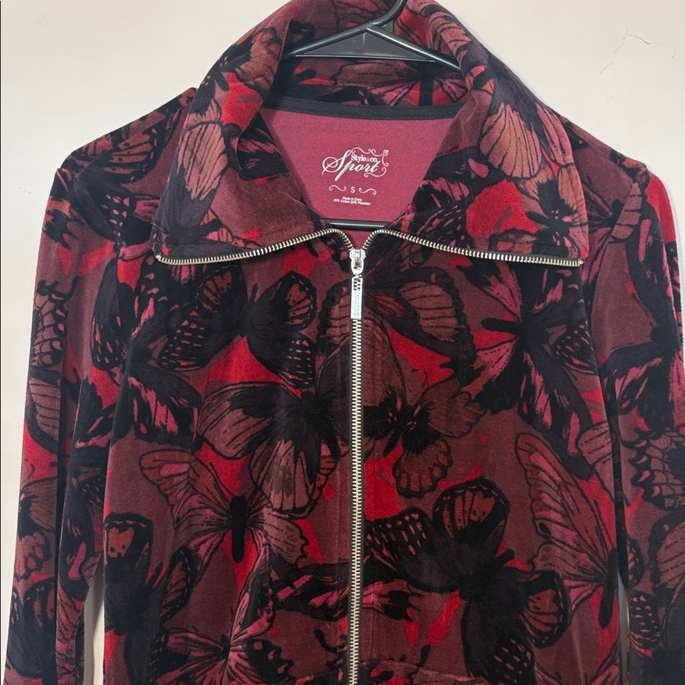 Y2K Velour Butterfly Whimsigoth Full Zip Jacket